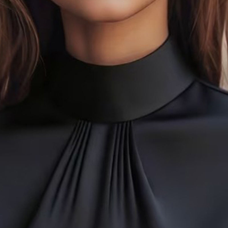 Satin High Neck Ruffle Blouse