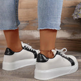 Lovemi -  Lace-up Flats Women Walking Sports Skateboard Shoes Retro Fashion Casual Sneakers