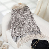 Leopard Faux Fur Poncho Cardigan