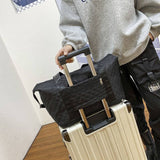 Lovemi -  Foldable Travel Duffle Bag With Rhombus Sewing Design Large Capacity Fitness Handbag Portable Versatile Shoulder Bags Expandable Organizer