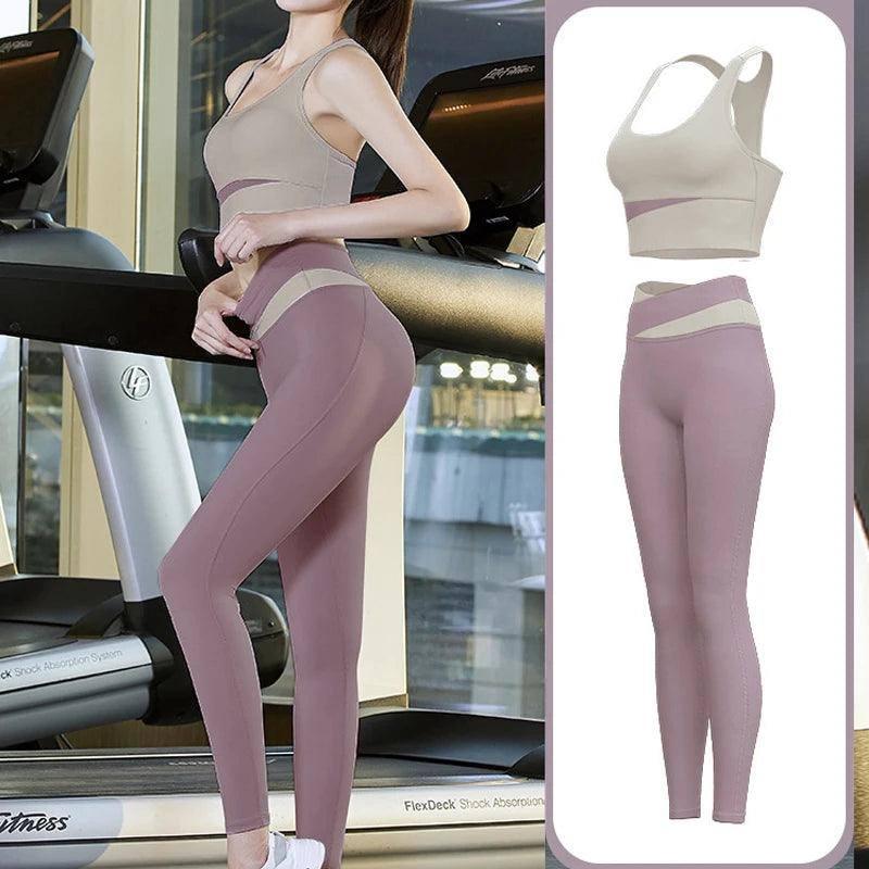 High Waist Yoga Set Lady Gym Suit Sport Set Shockproof Sport-PURPLE-2