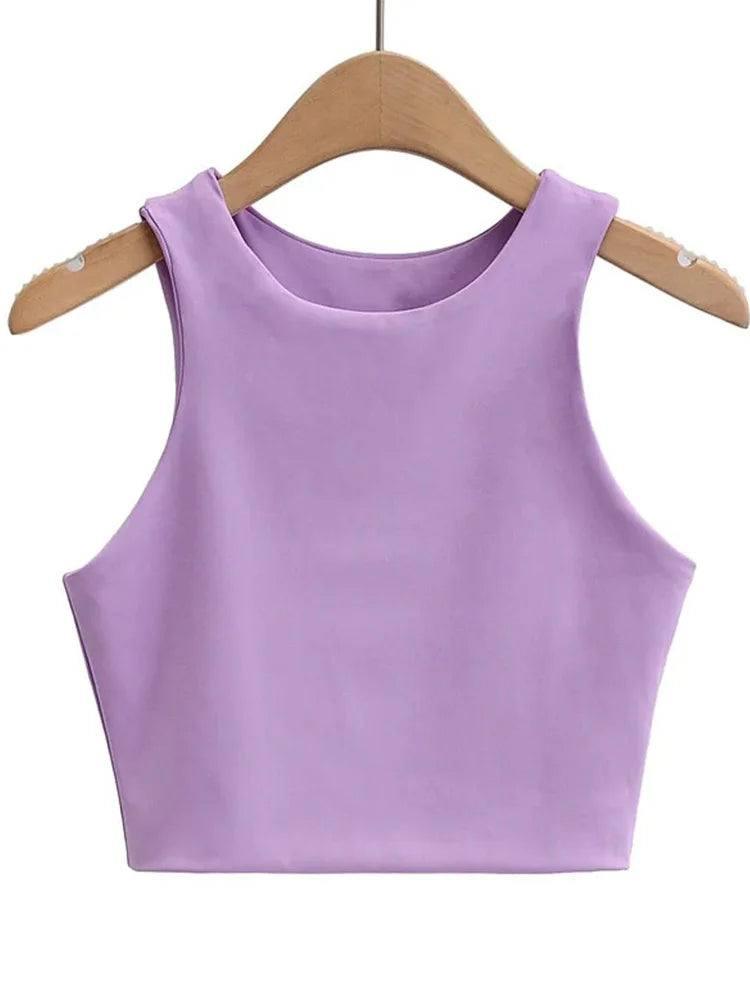 2023 Summer Fashion Women Sexy Slim Tops O-neck Sleeveless-2