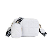 2Pcs Rhombus Shoulder Bag With Wallet Letter Print Wide-White-7