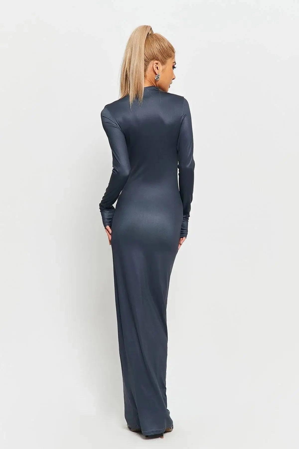 3D Body Printing Super Long Sleeve Body Robe Party Dress-2