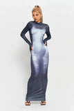 3D Body Printing Super Long Sleeve Body Robe Party Dress-4
