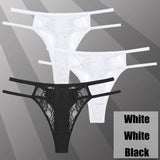 3Pcs/Set Sexy Lace Hollow Out Thongs Women Panties Low Waist-5