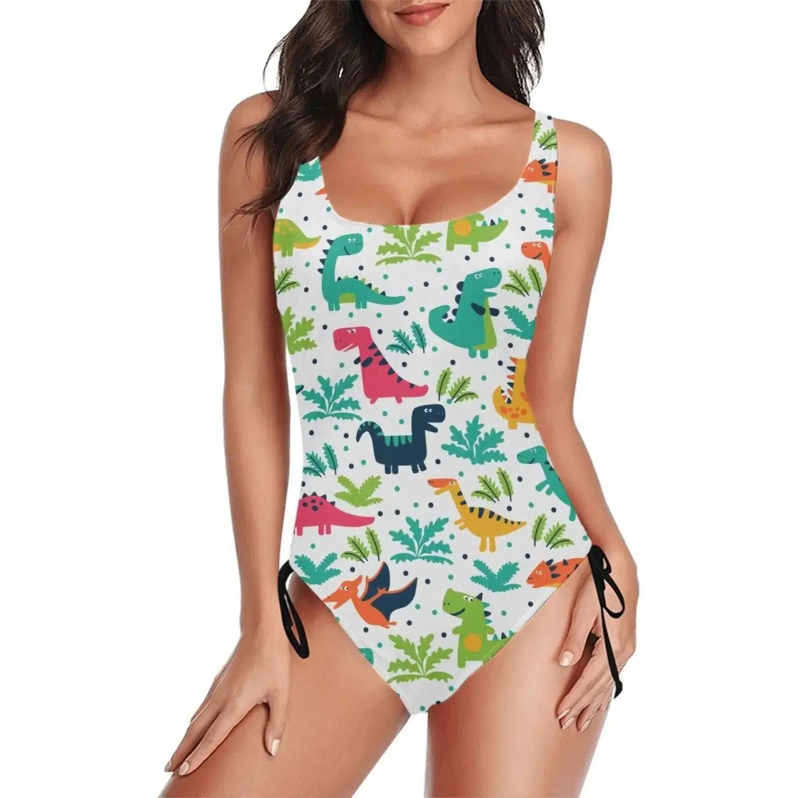 99diy Custom Printed Drawstring Side One-Piece Swimsuit One-S-1