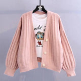 Age-reducing Loose And Lazy Style Knitted Sweater-Pink-4