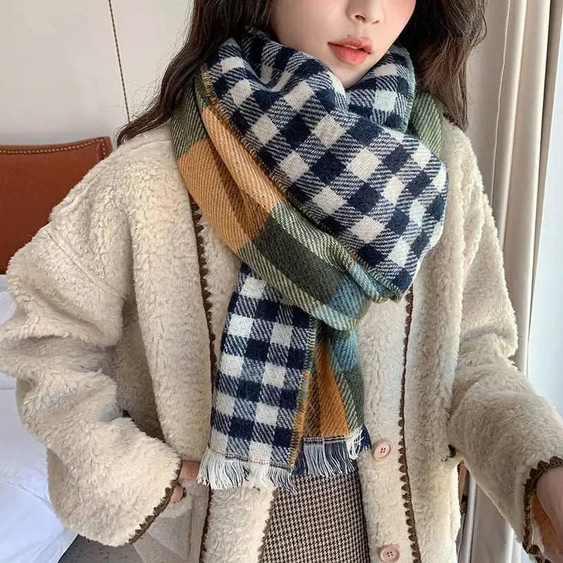 Cozy Plaid Scarf | Winter Chic Accessory-Green-1