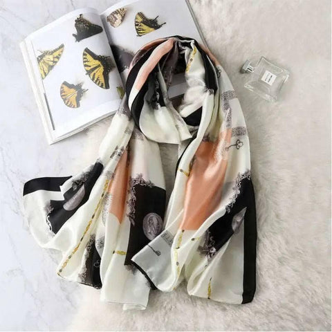 All-in-one Sunscreen Shawl Travel Silk Scarf Women's Beach-Color27-14