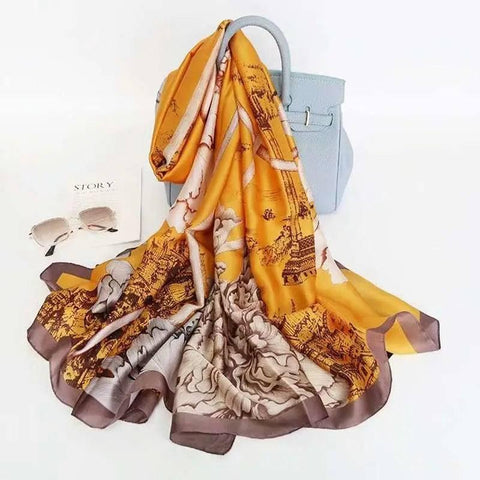 All-in-one Sunscreen Shawl Travel Silk Scarf Women's Beach-Color11-7