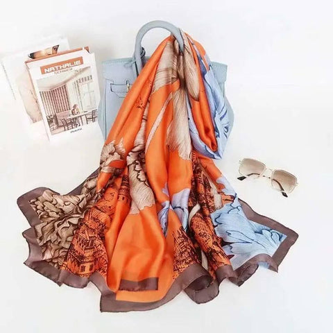 All-in-one Sunscreen Shawl Travel Silk Scarf Women's Beach-Color12-8