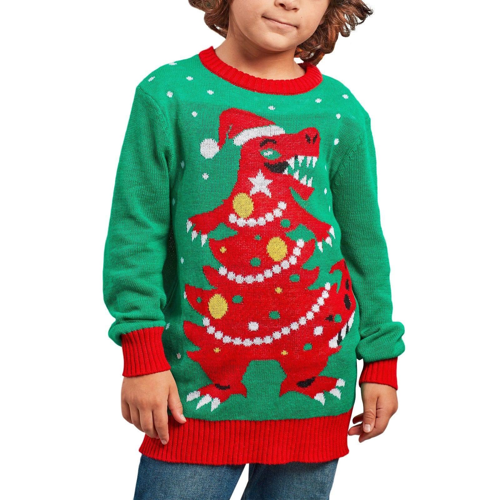 Autumn And Winter Children's Christmas Clothing Elf Sweater-Dinosaur 2-5