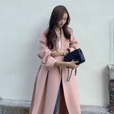 Autumn And Winter Mid-length Loose-fitting Side Slit Woolen-1