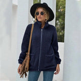 Autumn And Winter Zipper Warm Sweater Outer Wear Women-Royalblue-5