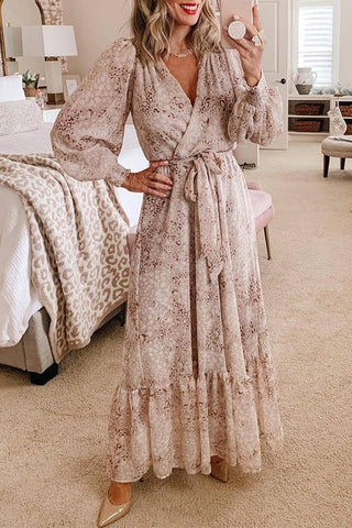 Autumn Thin Leopard Print Long Sleeve Dress Women-10