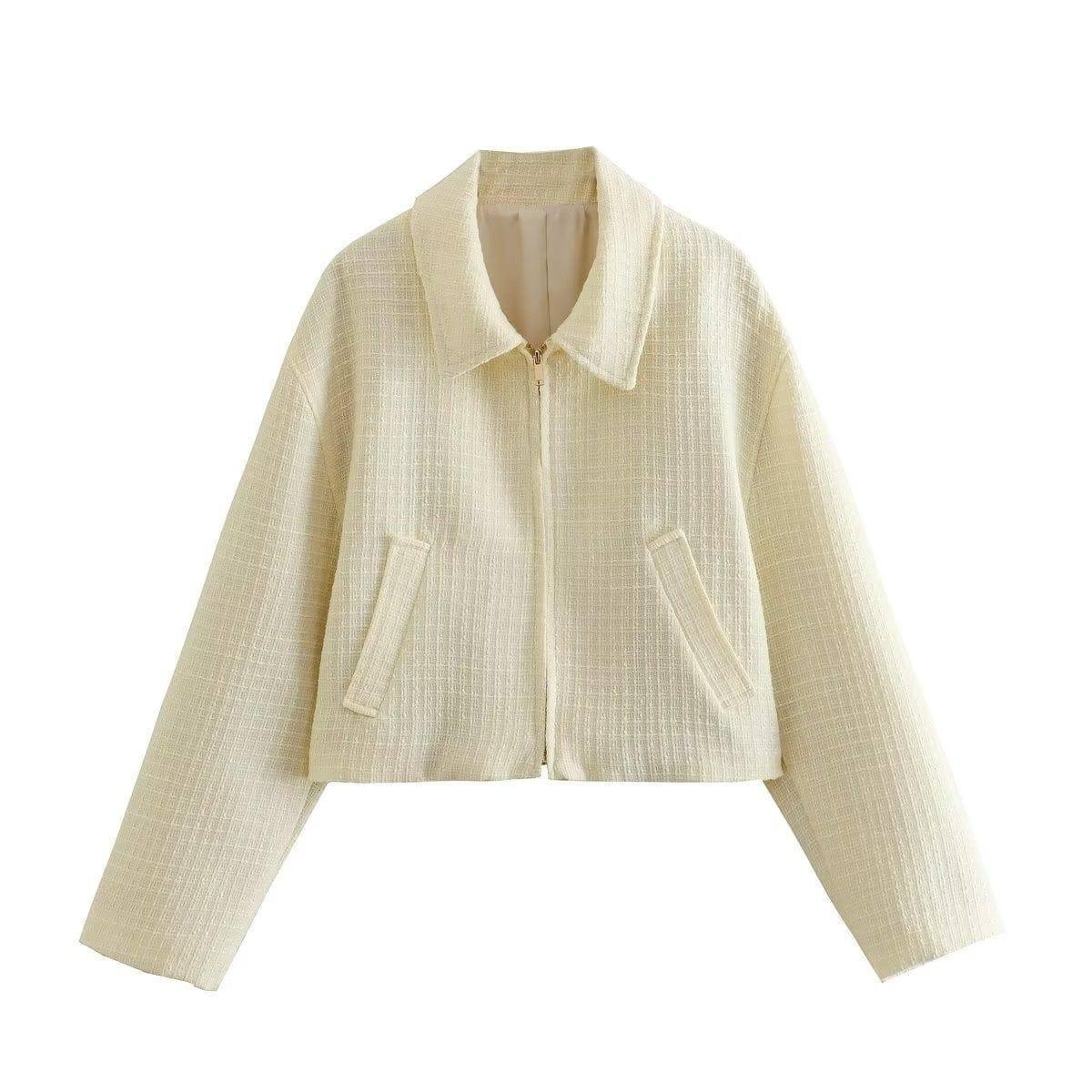 Baseball Jacket Female Niche Coat Jacket-Creamy White-4