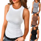 Basic Shirt Round Neck Sleeveless Tops Camisole Women Casual-1