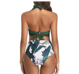 Bikini European And American High Waisted Printed Neck Strap-4