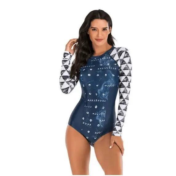 Bikini Push-Up Rashguard Manche Longue BLEU OCEAN-Blue-2