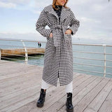 LOVEMI - Black and white plaid wool coat