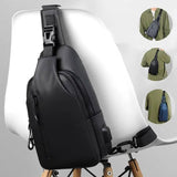 Black Sling Crossbody Backpack Shoulder Bag For Men Chest-1