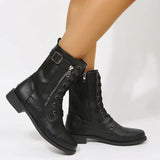 LOVEMI  Boots Lovemi -  Lace-up Western Boots Cowboy Boots Women Side Zipper Shoes