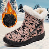 LOVEMI  Boots Pink / 4 Lovemi -  Letter Print Boots Winter Warm Plush Snow Boot Women Shoes
