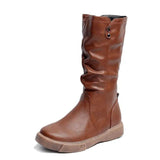 LOVEMI  Bottes Brown / 4 Lovemi -  Winter Retro Flat-bottomed Big Size Foreign Trade Women Boots