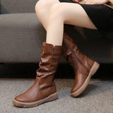 LOVEMI  Bottes Lovemi -  Winter Retro Flat-bottomed Big Size Foreign Trade Women Boots