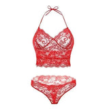 LOVEMI  Bras Gules / S Lovemi -  New erotic lingerie Sexy perspective pajamas set Sling lace