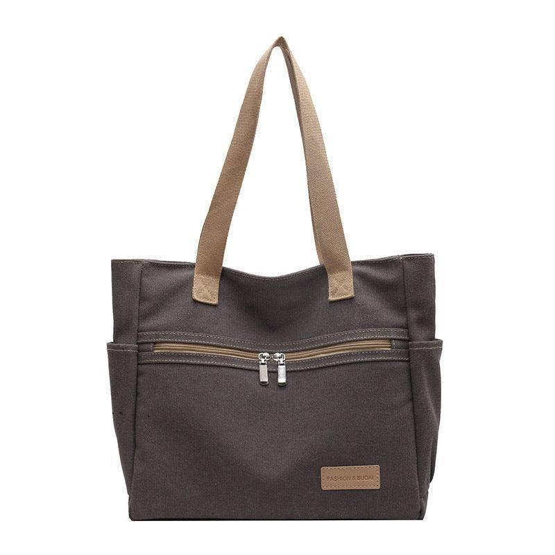 Canvas Shoulder Bags Women's Totes Handbag-Gray-7