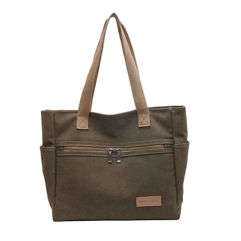 Canvas Shoulder Bags Women's Totes Handbag-Green-8
