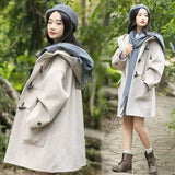 Cape button tweed coat-Khaki-1