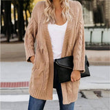 Cardigan Sweater Female Qiu Dong Big yards Loose Coat Tw-Camel-2