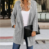 Cardigan Sweater Female Qiu Dong Big yards Loose Coat Tw-Grey-3