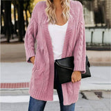 Cardigan Sweater Female Qiu Dong Big yards Loose Coat Tw-Pink-5