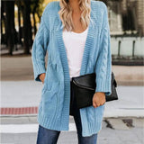 Cardigan Sweater Female Qiu Dong Big yards Loose Coat Tw-Blue-7