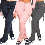 Cargo Pants With Pockets High Waist Drawstring Wide Leg-6