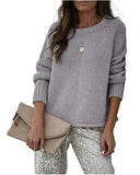 Casual Bottoming Sweater Knit Sweater-Grey-4