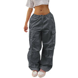 Casual Cargo Pants For Women Solid Color Drawstring Pocket-10