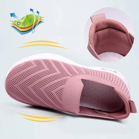 Casual Mesh Shoes Sock Slip On Flat Shoes For Women Sneakers-8