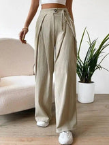 LOVEMI  ccargo Lovemi -  High-waist Lace-up Patchwork Fashion Casual Straight Leg Pants