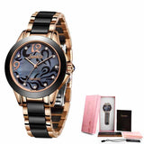 Ceramic Ladies Watches Exquisite High-end Watches-Rose gold black-5