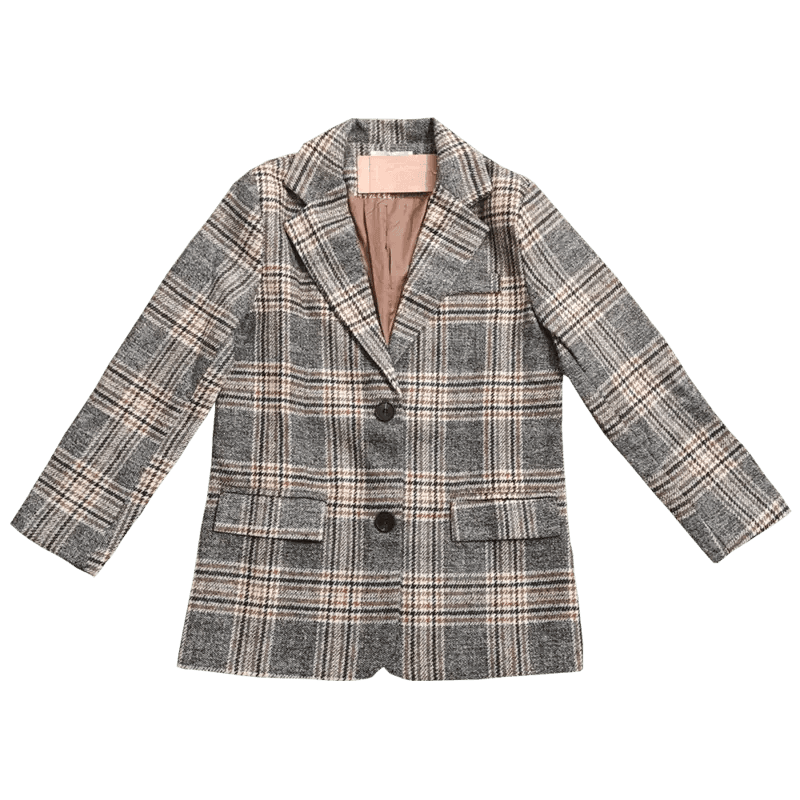 Checked chic short single-breasted coat-3