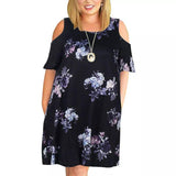 Chic Cold Shoulder Dress | Trendy Plus-Size Fashion-purple flowers-13