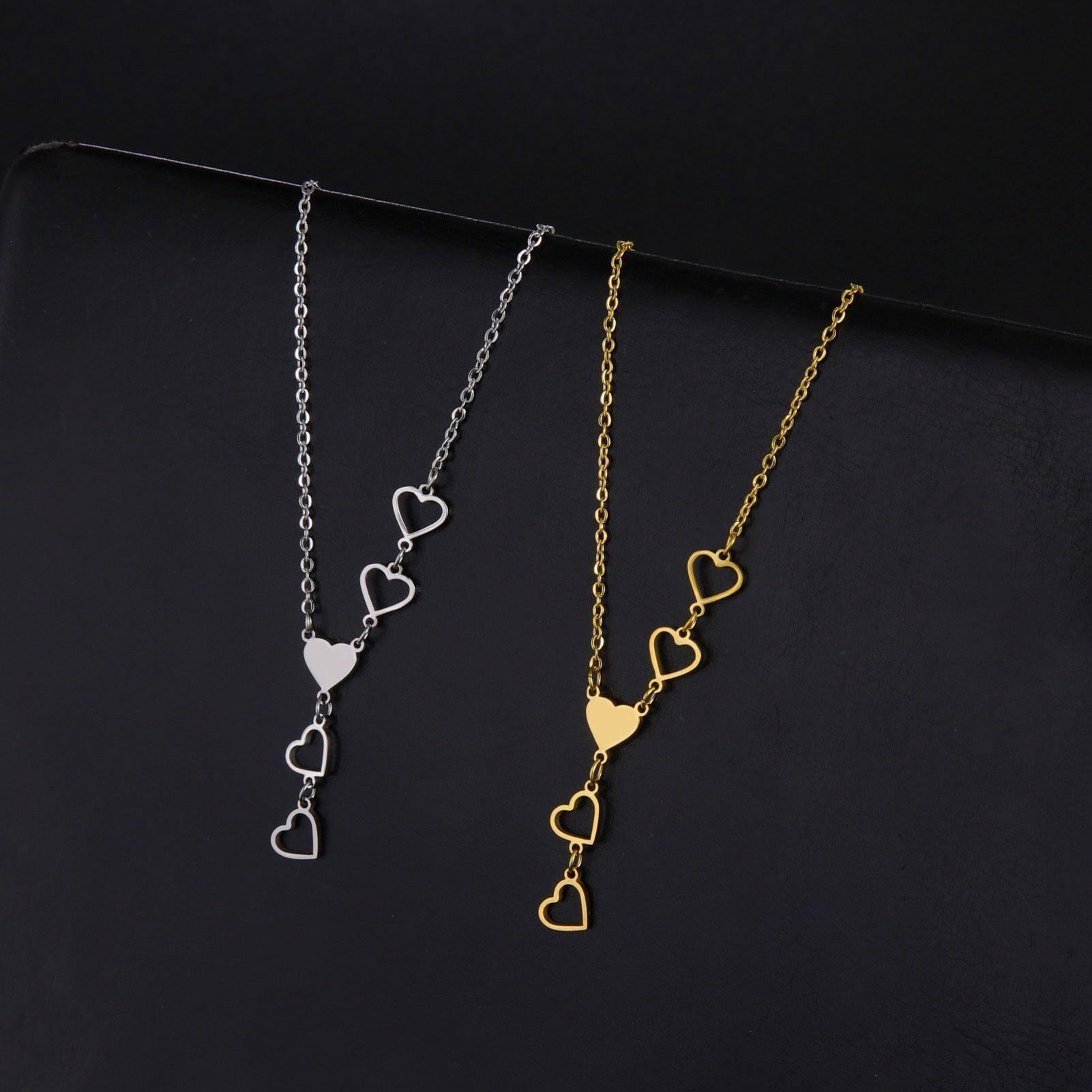 Chic Heart Chain Necklaces in Silver and Gold-1