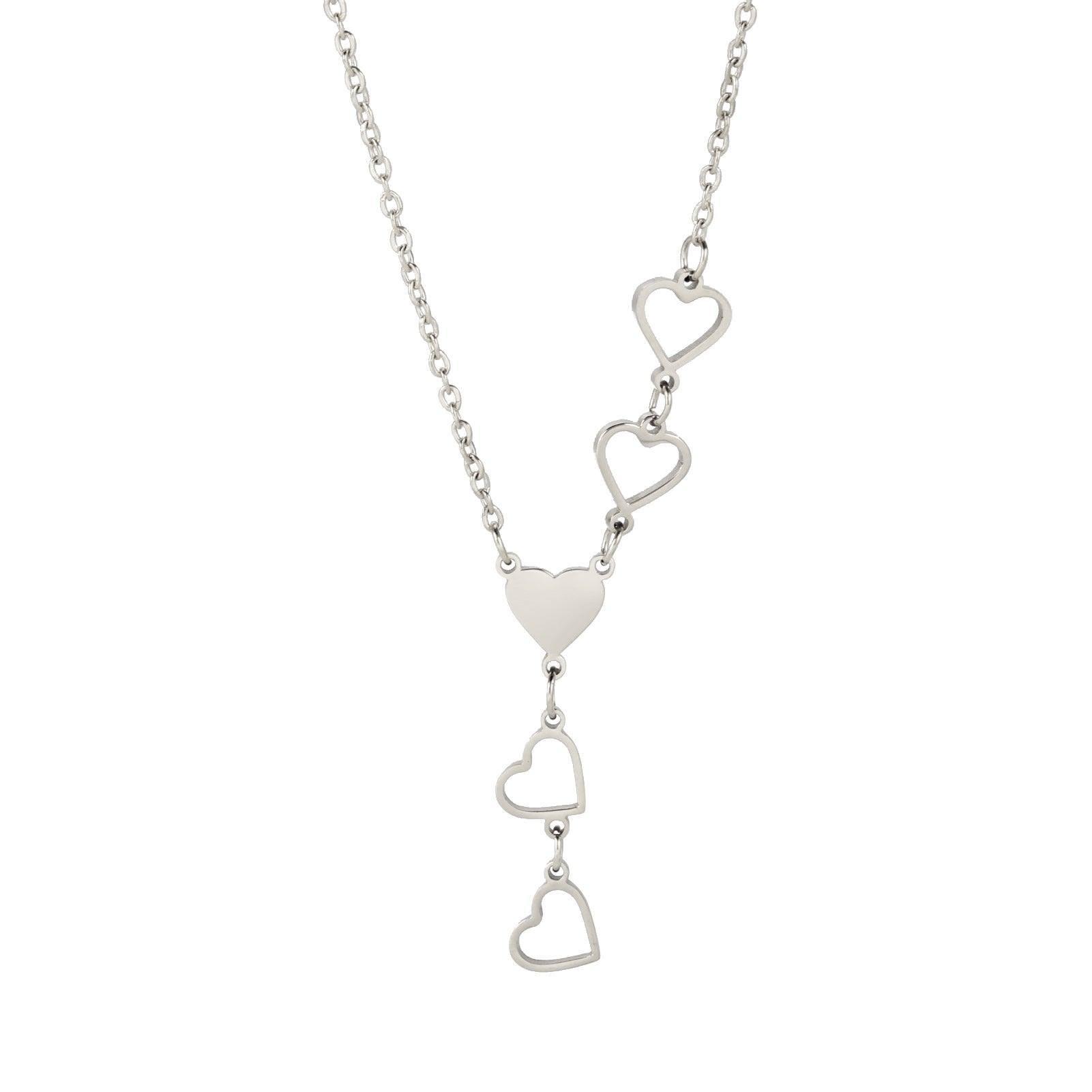 Chic Heart Chain Necklaces in Silver and Gold-A-11