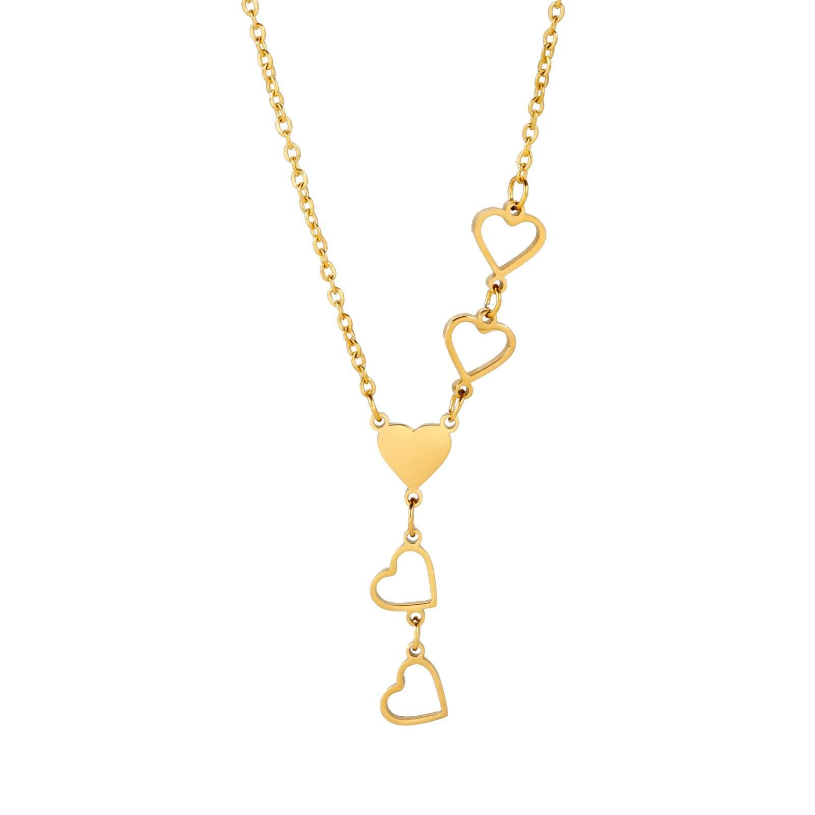 Chic Heart Chain Necklaces in Silver and Gold-B-12