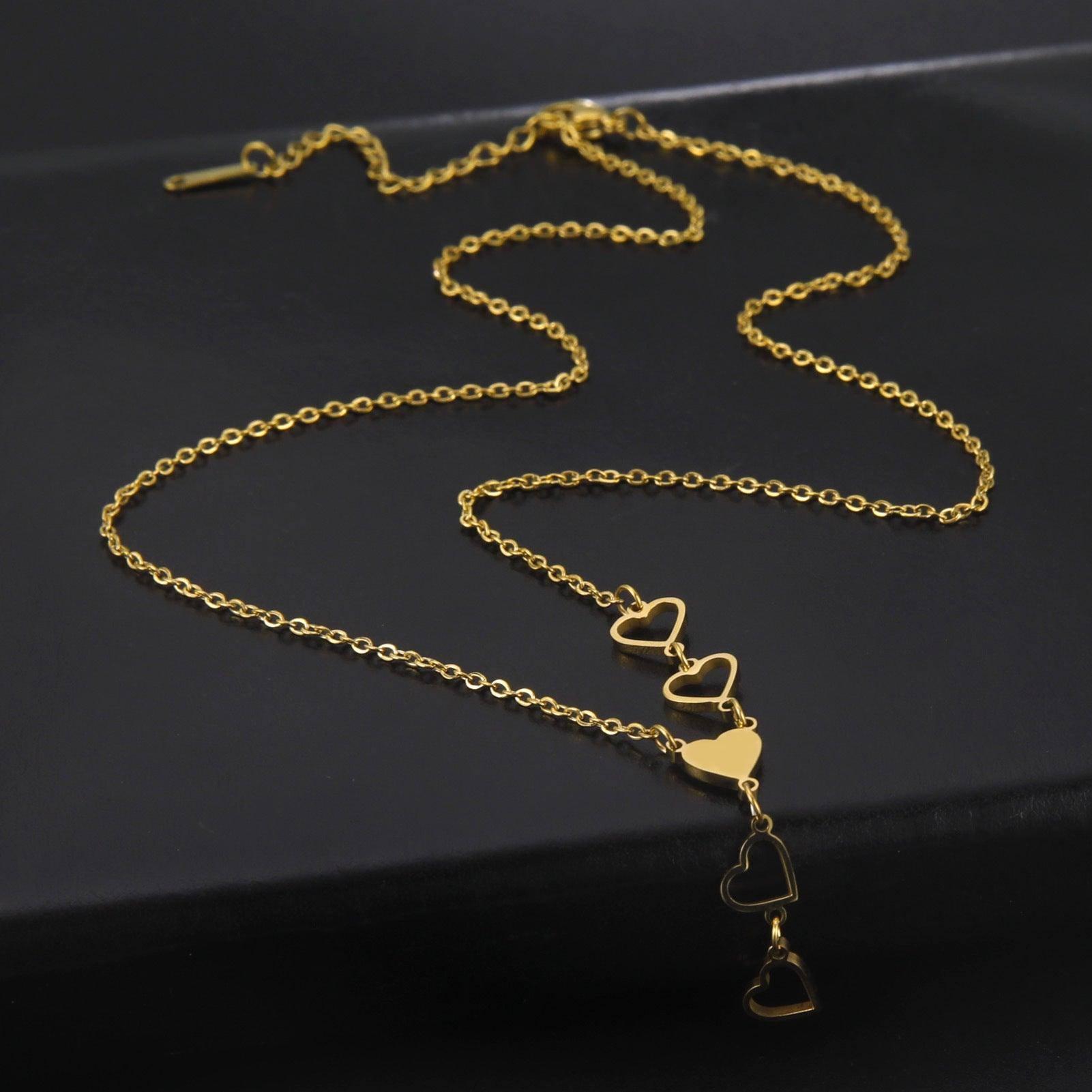 Chic Heart Chain Necklaces in Silver and Gold-3